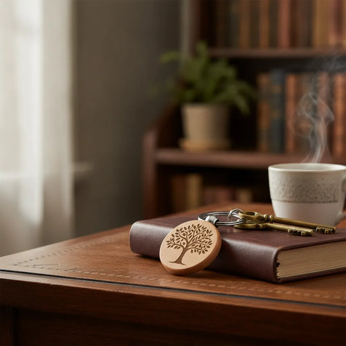 Keychain - wooden circle